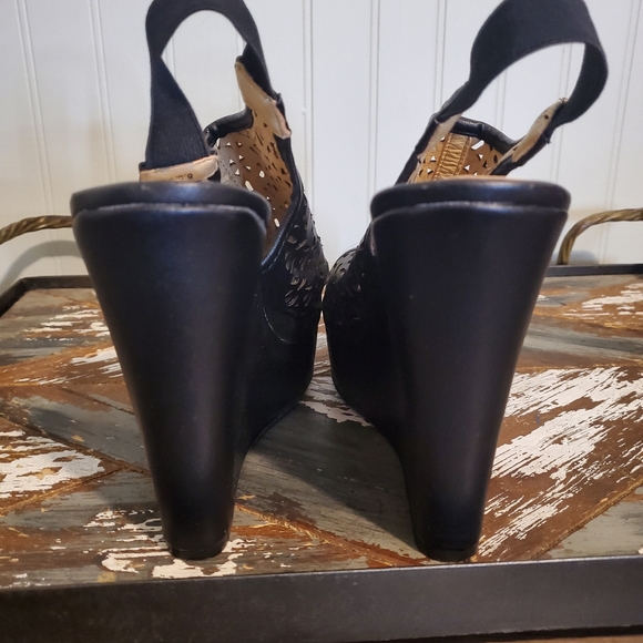 Chinese Laundry "Matilda" Leather Slingback Wedge Platform Sandals US 8.5 - Picture 4 of 10